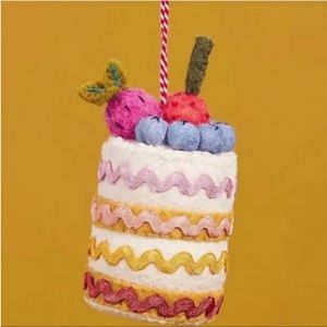 Anthropologie Felt Cake Christmas Tree Ornament